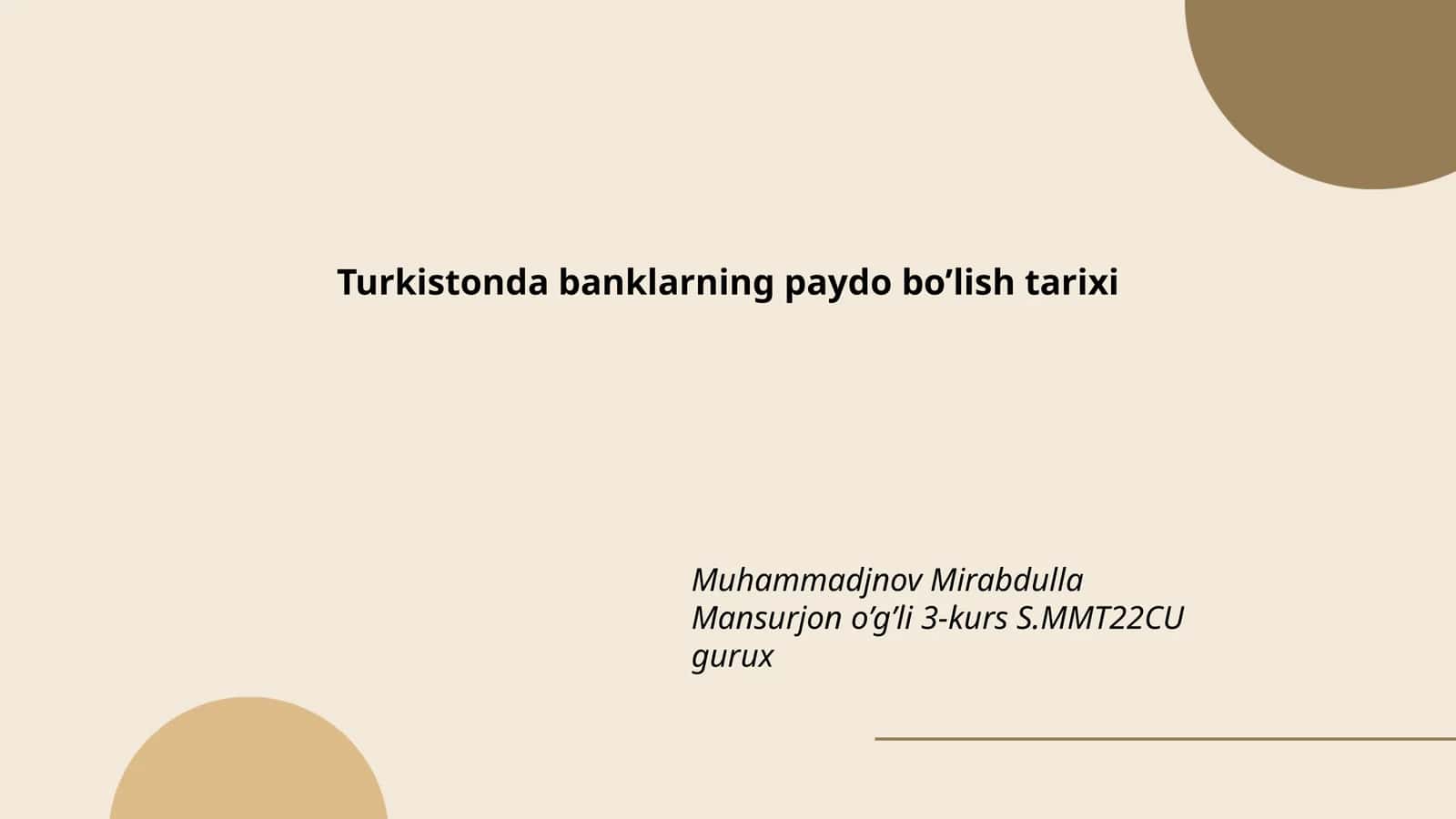 Turkistonda banklarning paydo bo’lish tarixi