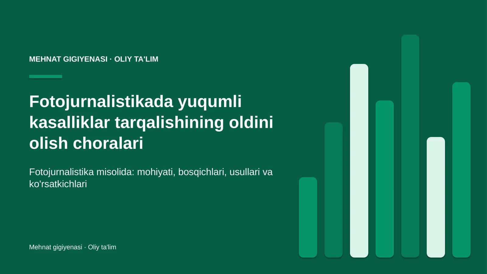 Fotojurnalistikada yuqumli kasalliklar tarqalishining oldini olish choralari