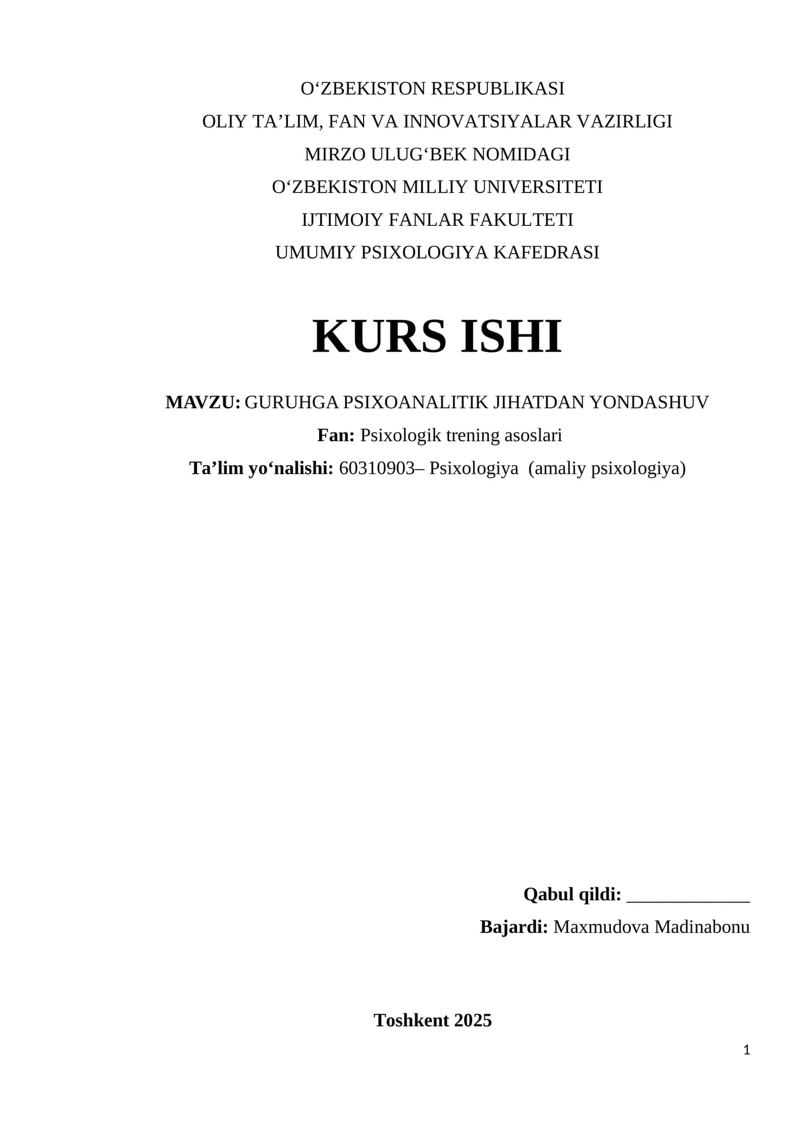 Guruhga Psixoanalitik Yondashuv