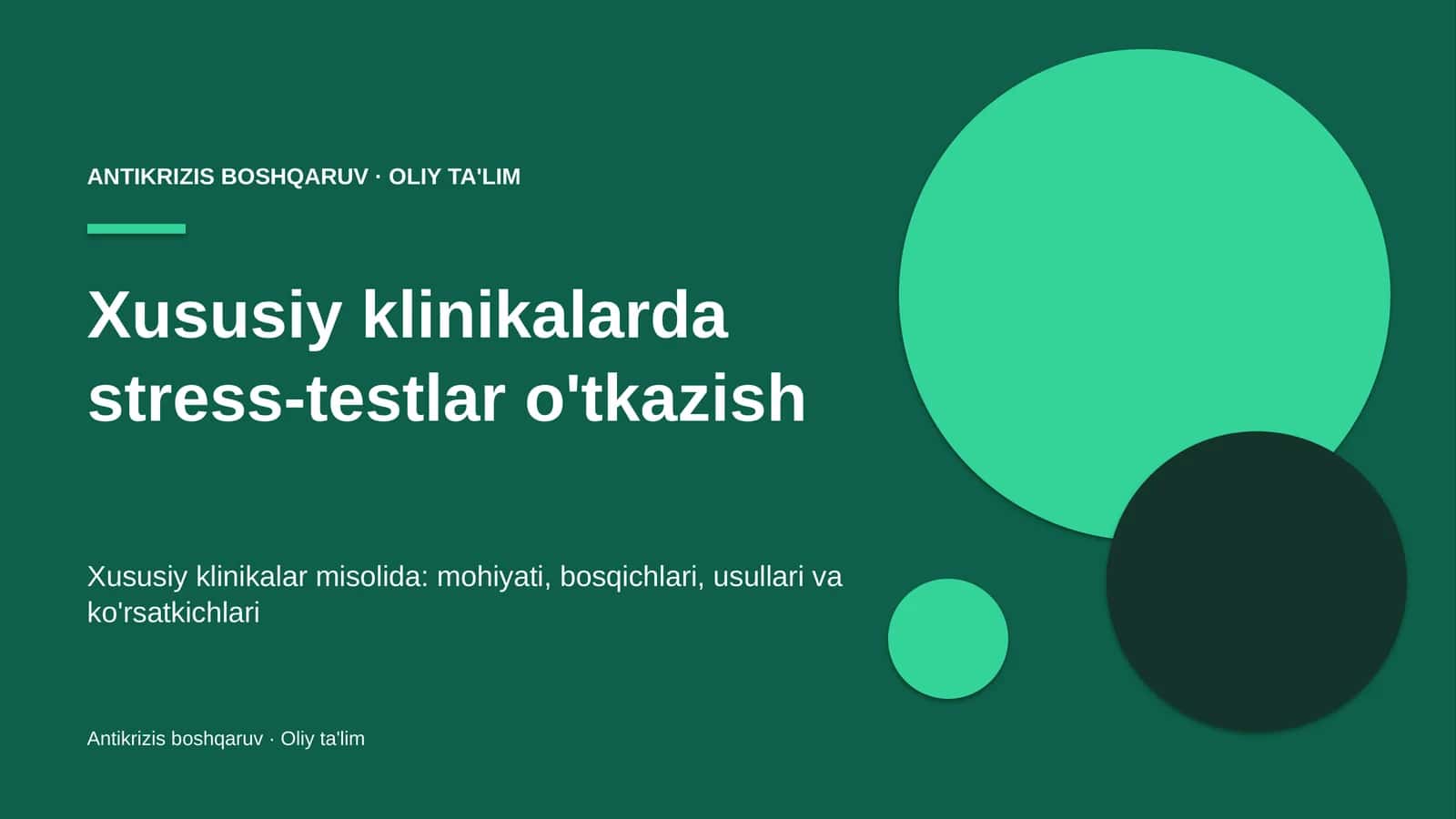 Xususiy klinikalarda stress-testlar o'tkazish