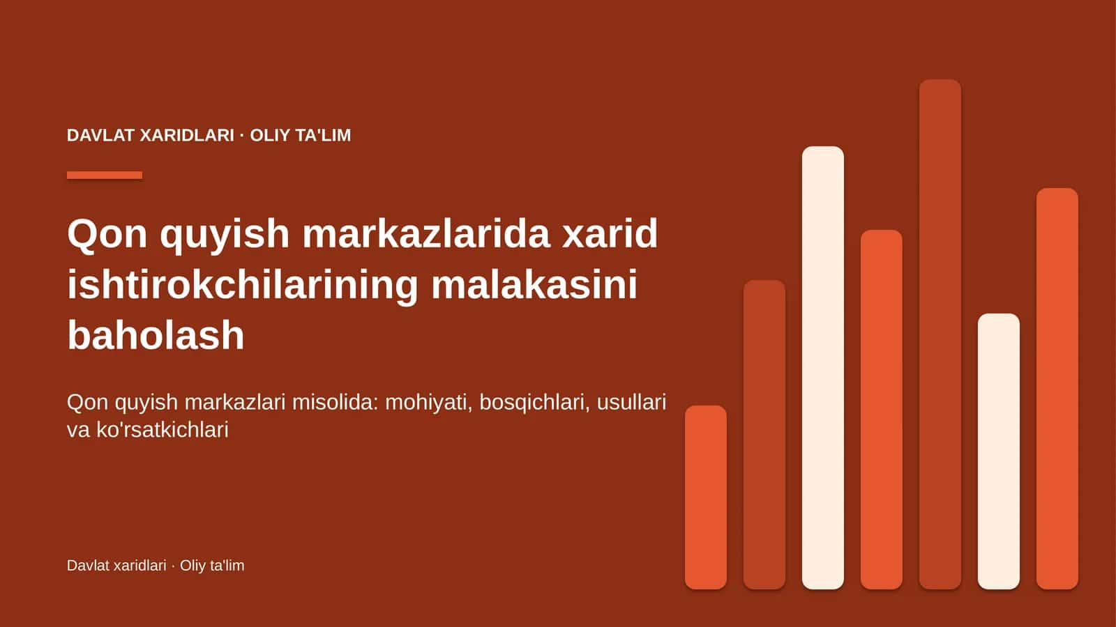 Qon quyish markazlarida xarid ishtirokchilarining malakasini baholash