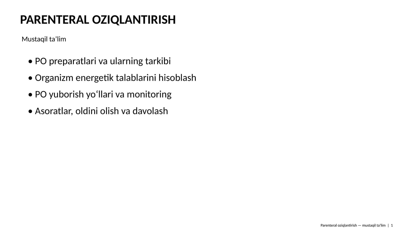 Parenteral Oziqlantirish