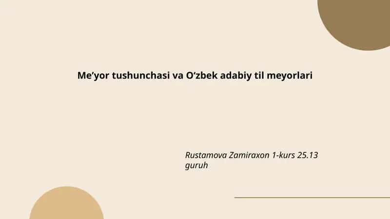 Meʼyor tushunchasi va Oʻzbek adabiy til meyorlari