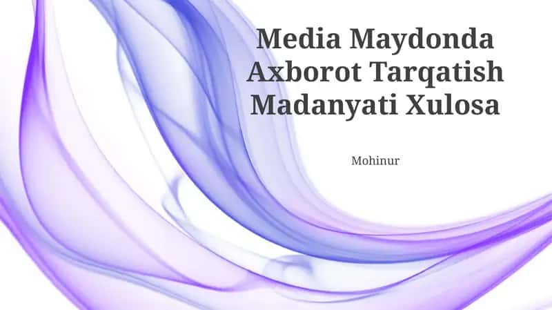 Media Maydonda Axborot Tarqatish Madanyati