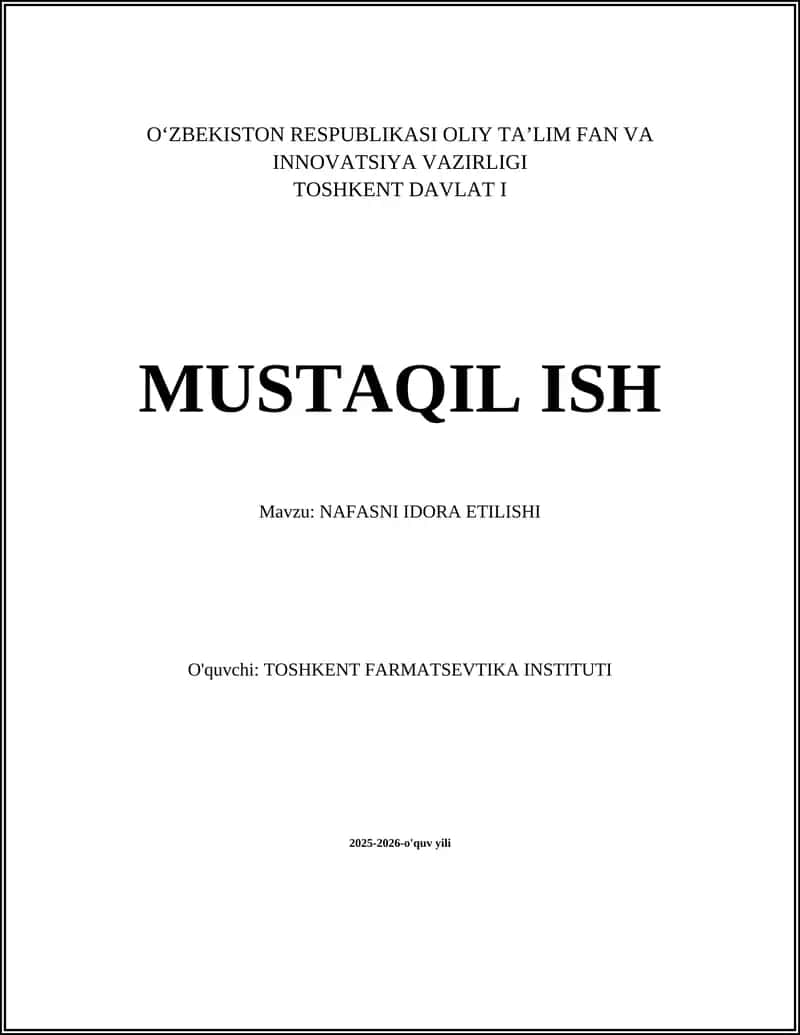 NAFASNI IDORA ETILISHI