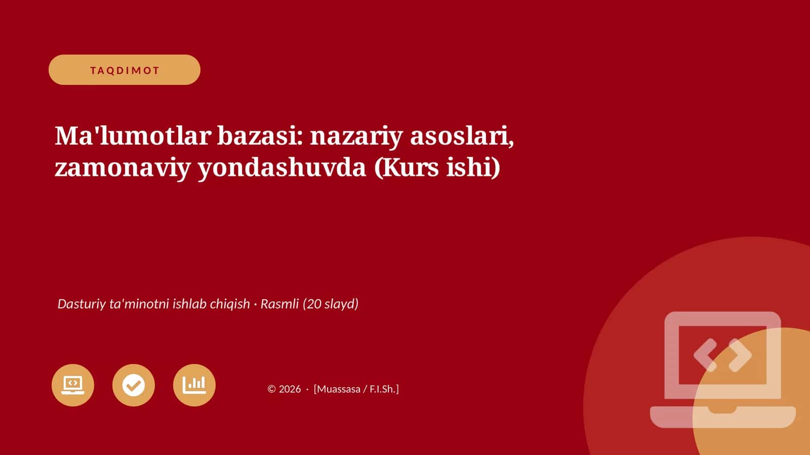 Ma'lumotlar bazasi: nazariy asoslari, zamonaviy yondashuvda
