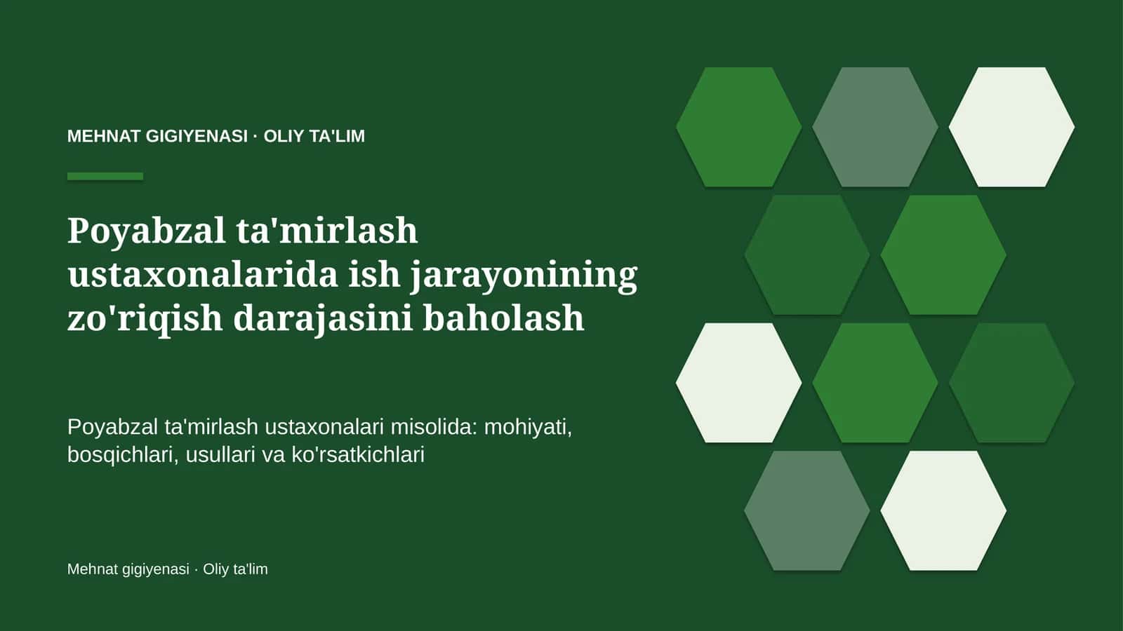 poyabzal ta'mirlash ustaxonalarida ish jarayonining zo'riqish darajasini baholash 2629