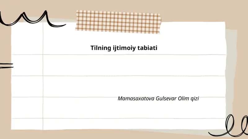 Tilning ijtimoiy tabiati