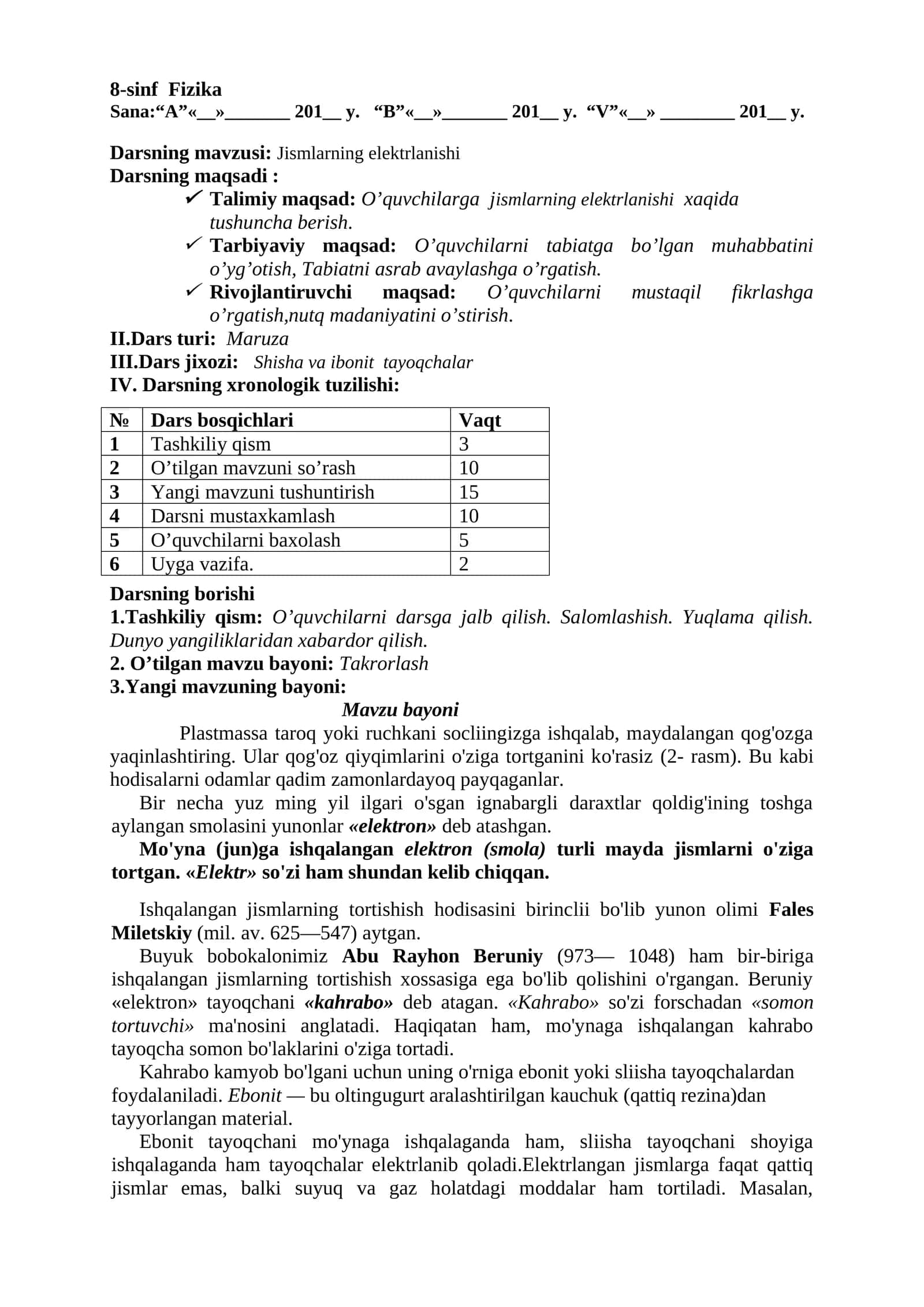 Jismlarning elektrlanishi