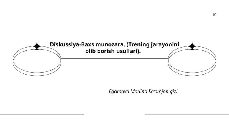 Diskussiya-Baxs munozara. (Trening jarayonini olib borish usullari)