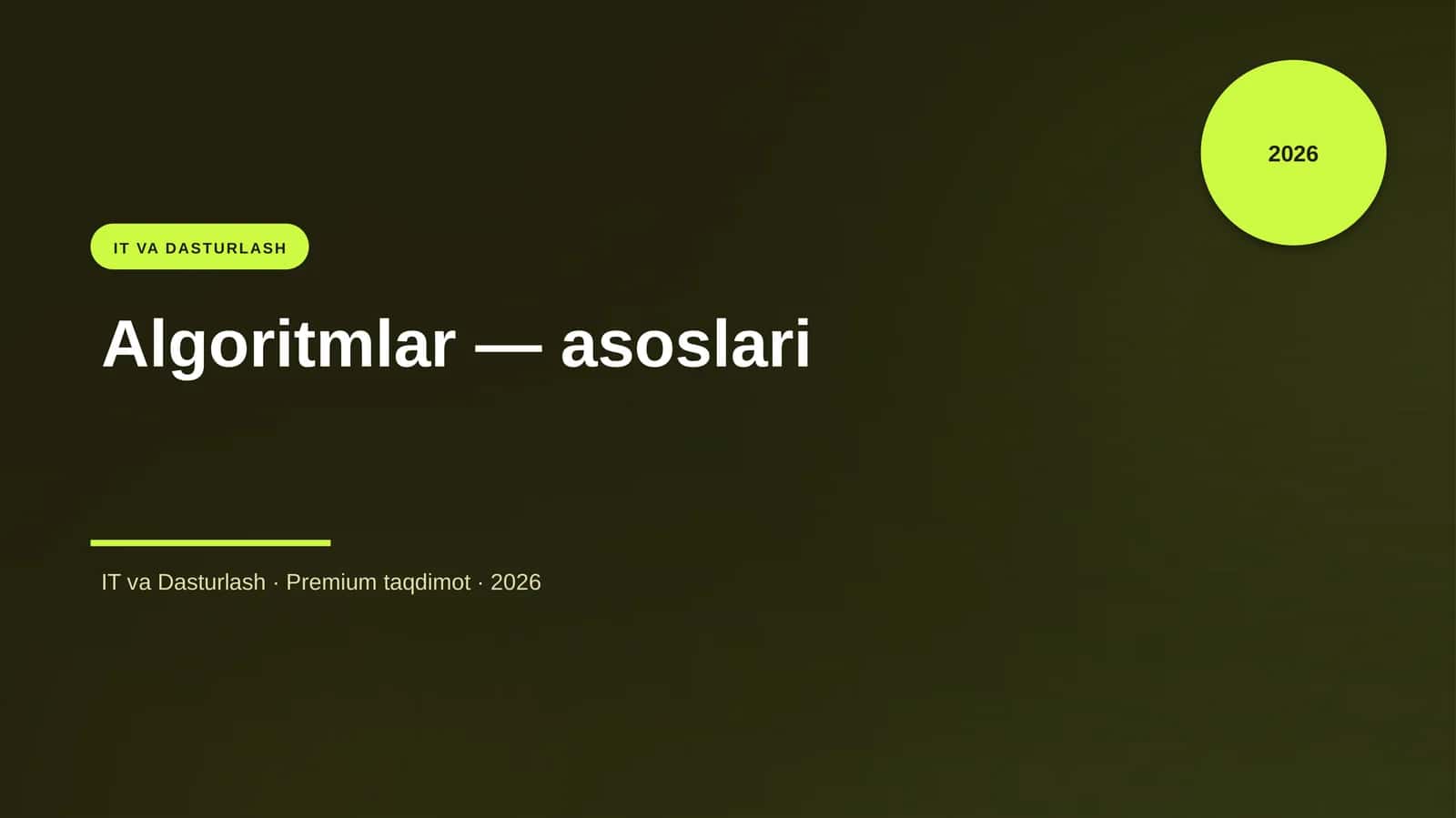 Algoritmlar — asoslari