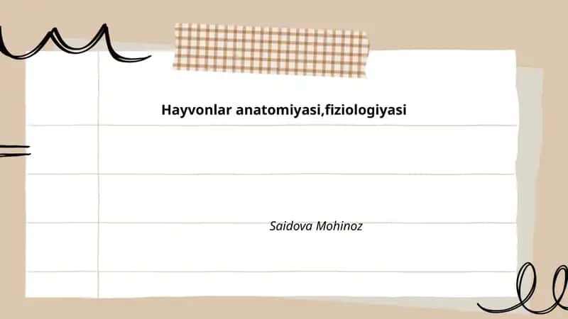 Umumiy hayvonlar anatomiyasi va fiziologiyasi asoslari