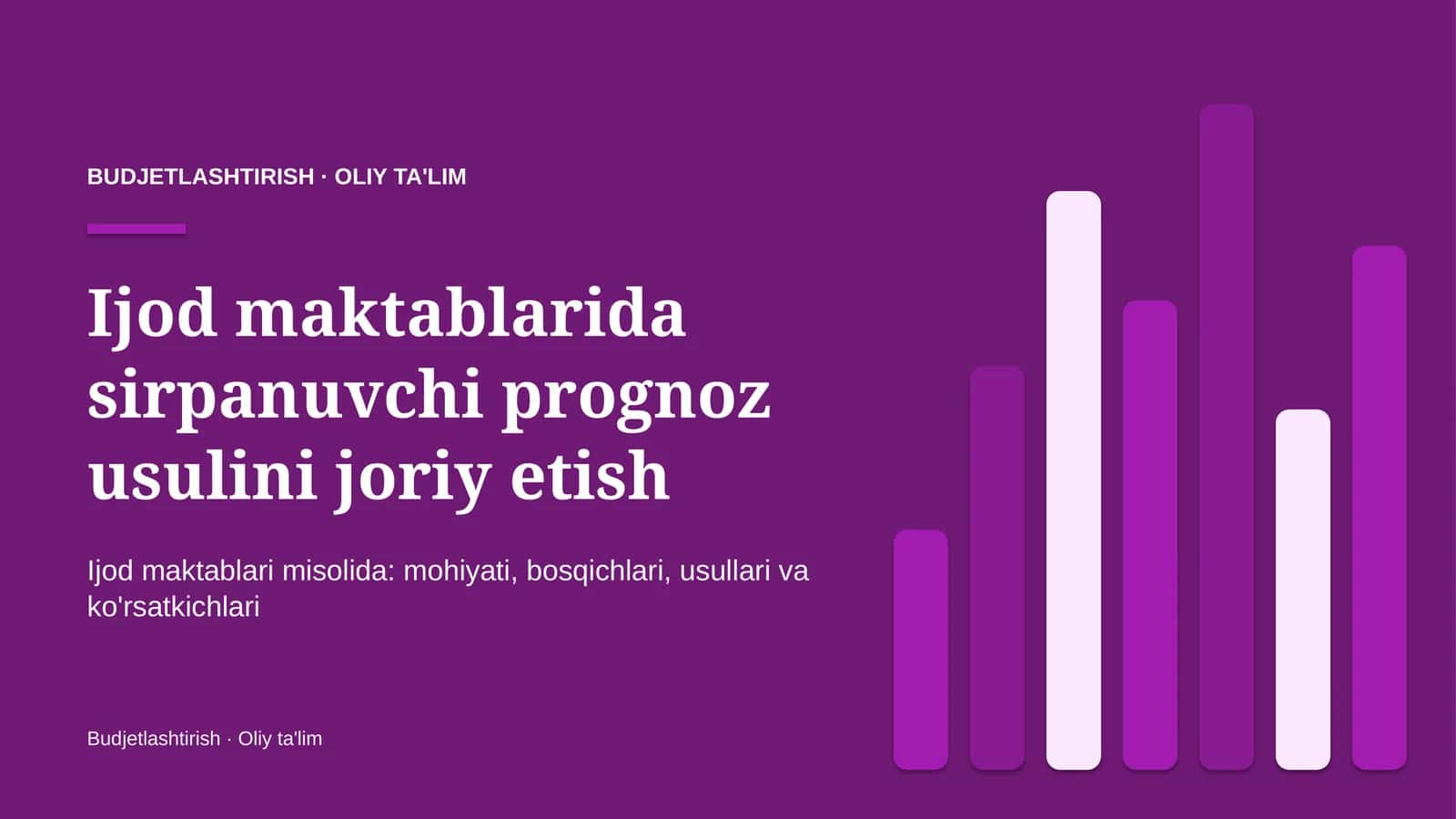 Ijod maktablarida sirpanuvchi prognoz usulini joriy etish