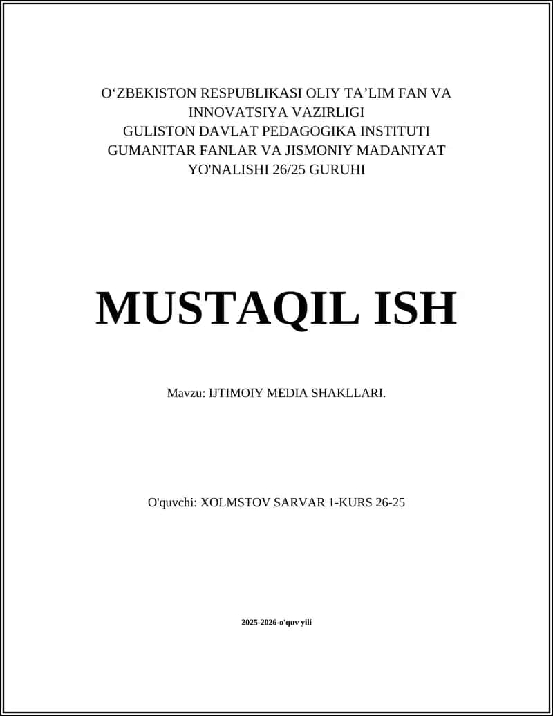 IJTIMOIY MEDIA SHAKLLARI