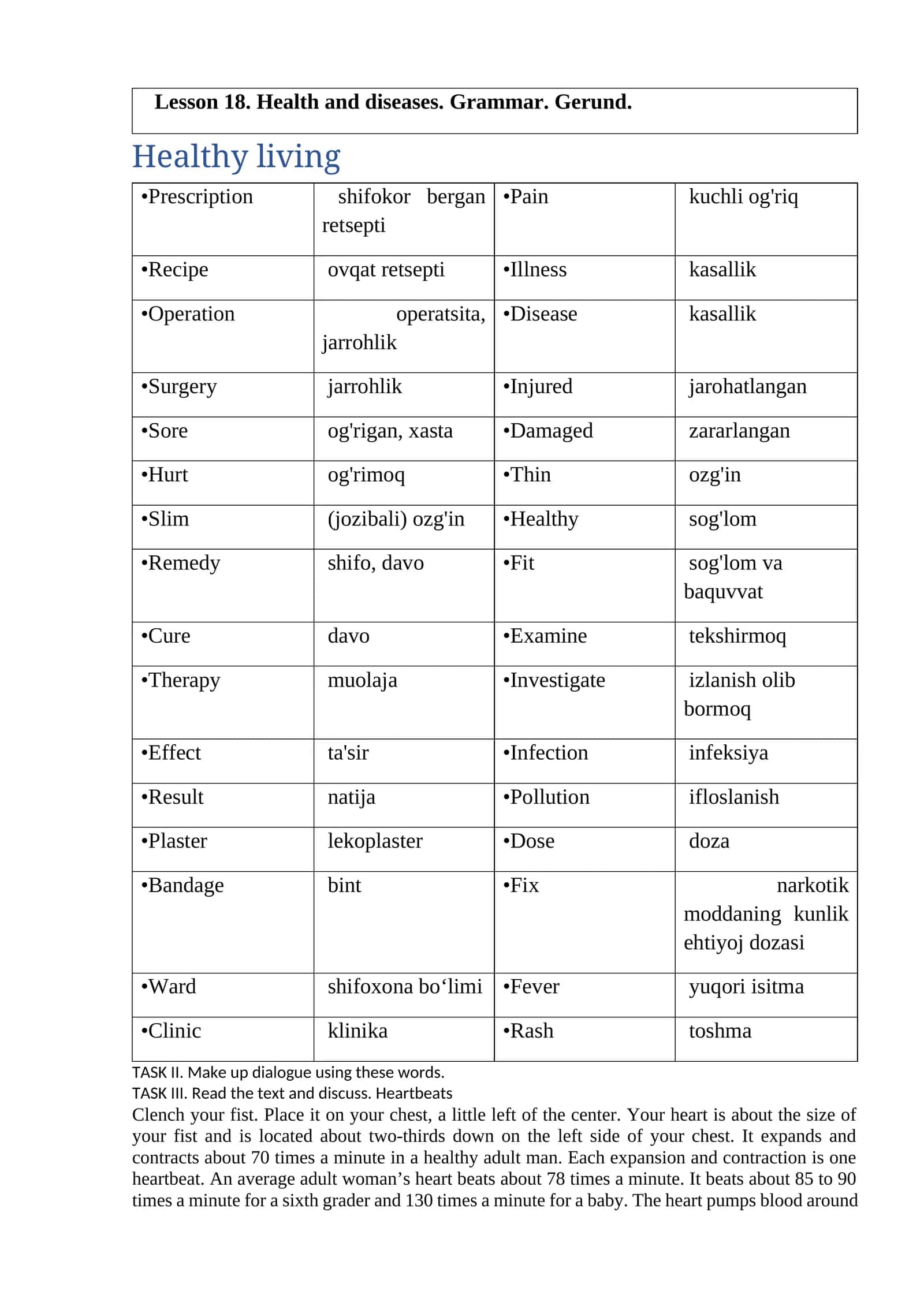 Lesson 18. Health and diseases. Grammar. Gerund