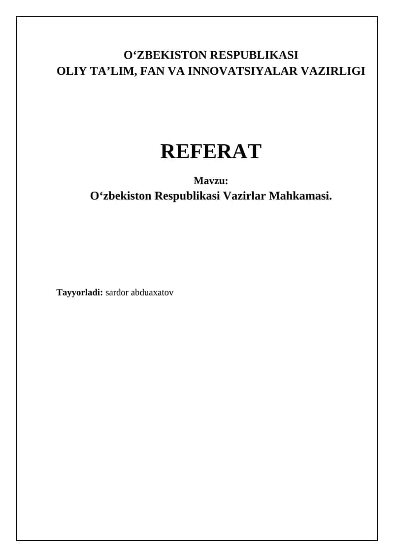 O‘zbekiston Respublikasi Vazirlar Mahkamasi
