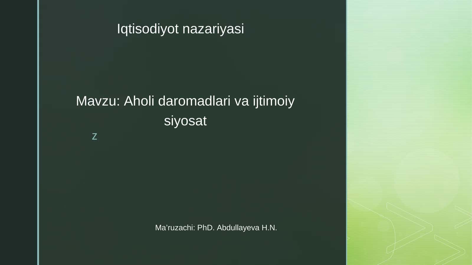 Aholi daromadlari va ijtimoiy siyosat