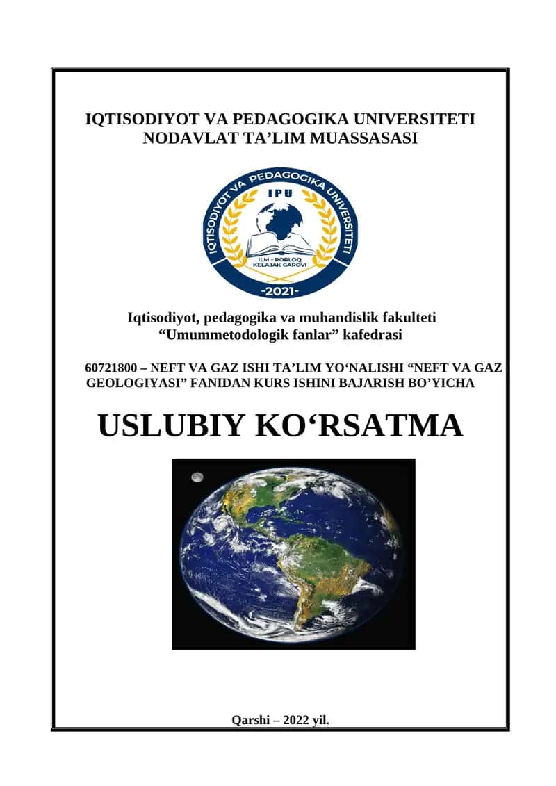 Neft va Gaz Geologiyasi Kurs Ishi