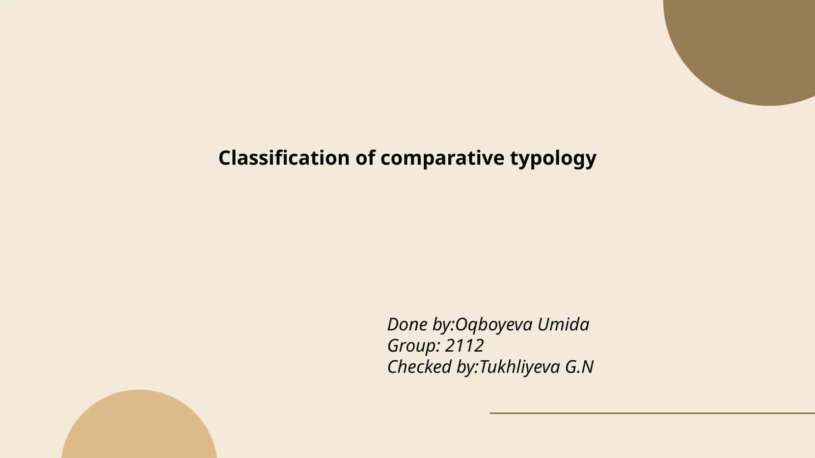Classification of Comparative Typology