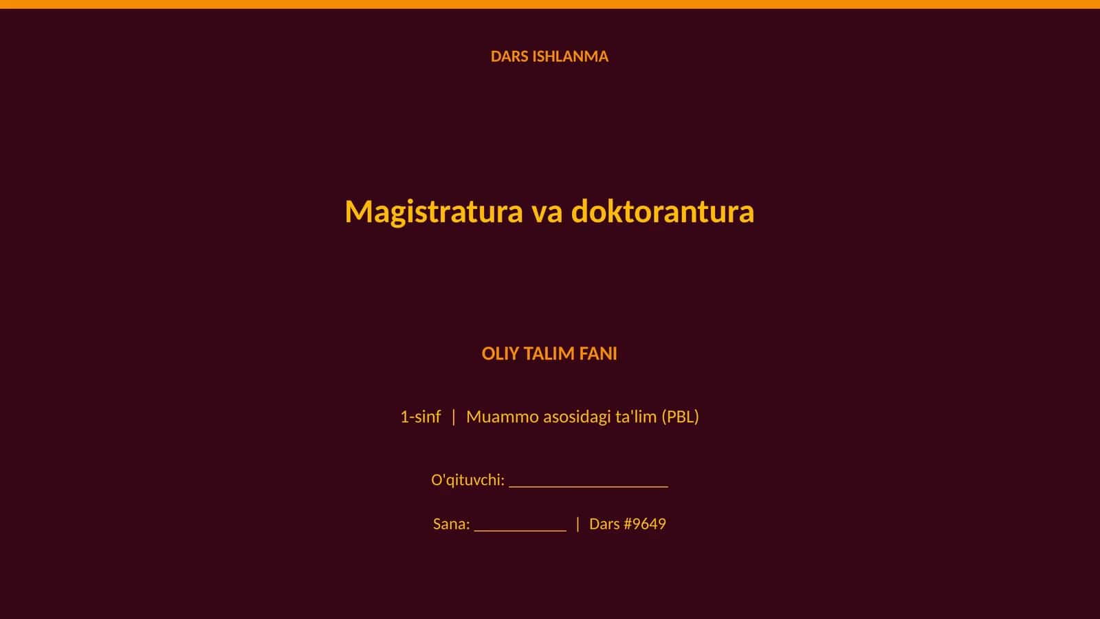 DARS ISHLANMA