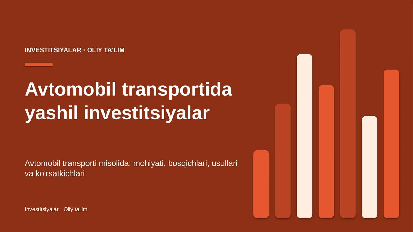 Yashil investitsiyalar: mohiyati