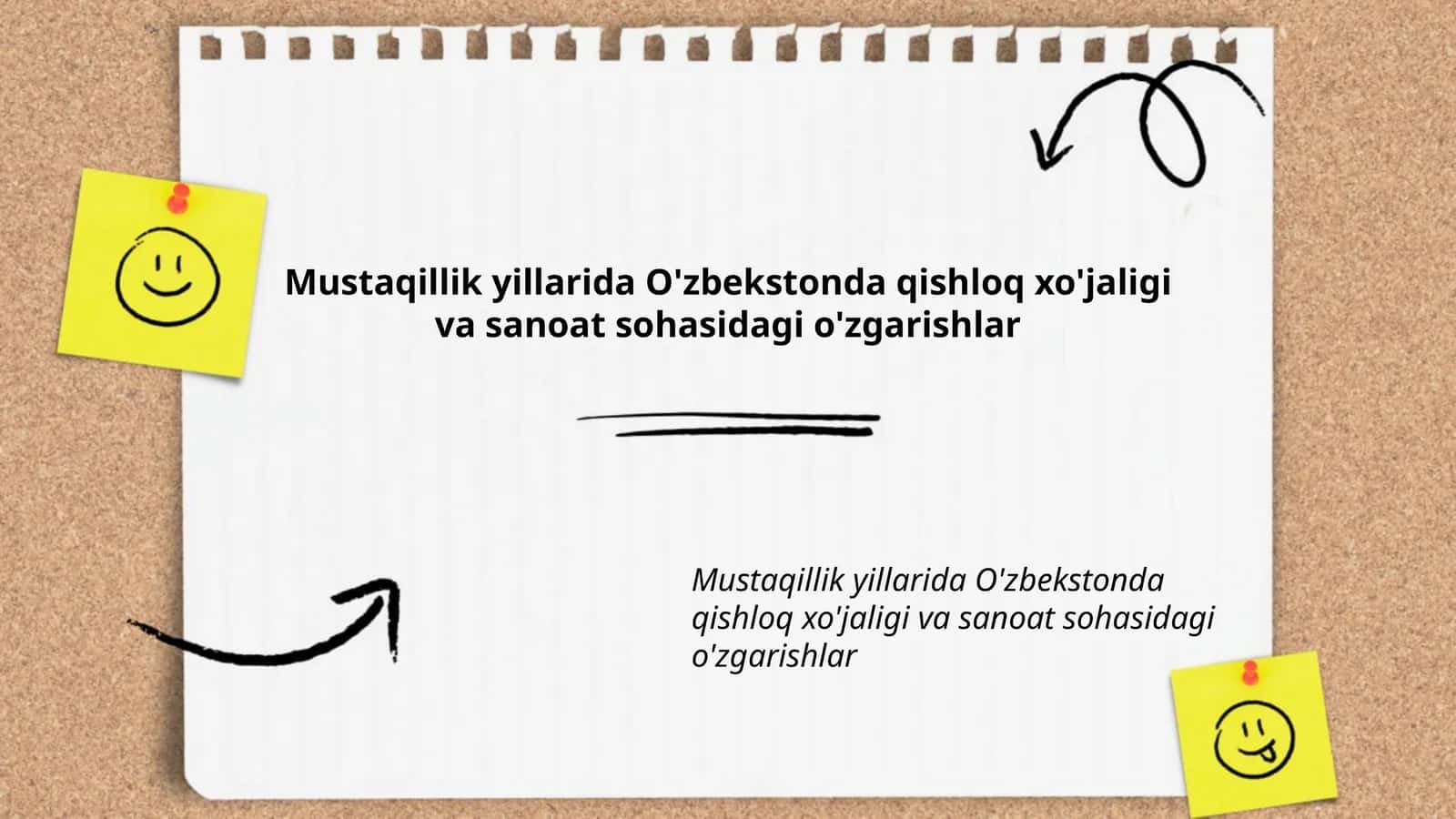 O'zbekistonda qishloq xo'jaligi va sanoat sohasidagi o'zgarishlar