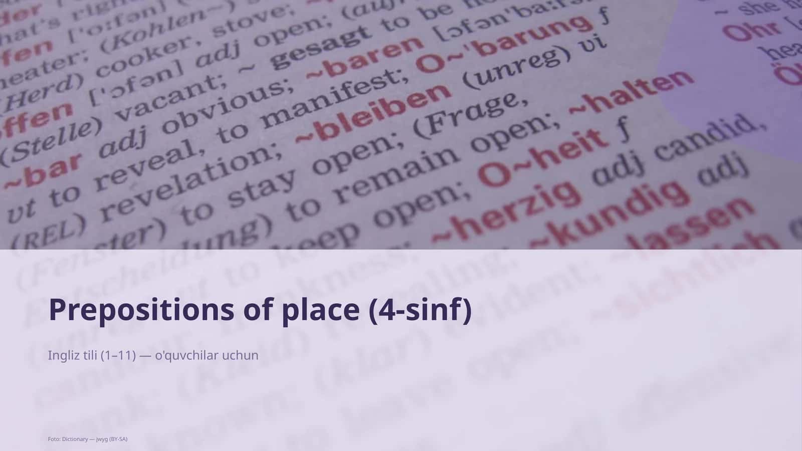 Prepositions of place (4-sinf)