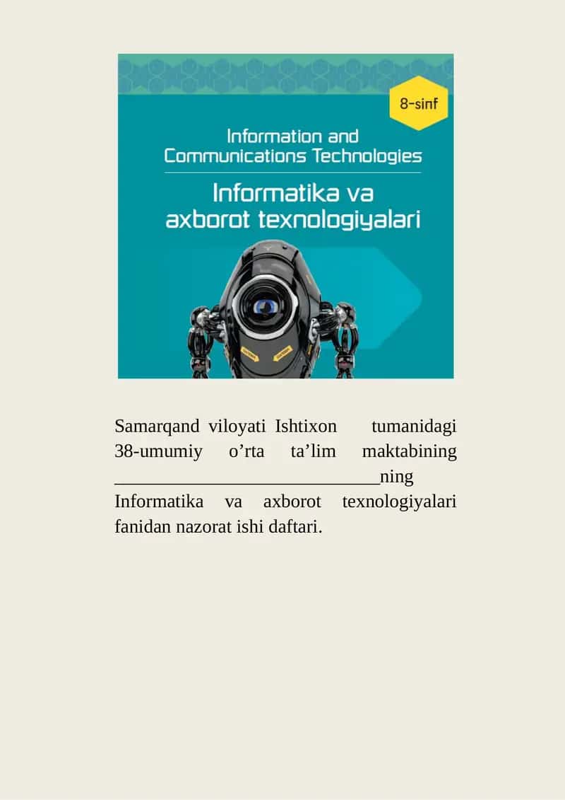 Informatika va axborot texnologiyalari fanidan nazorat ishi daftari