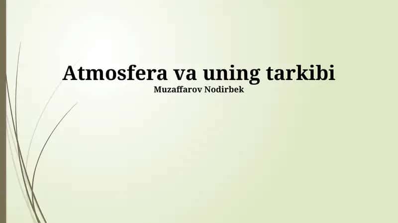 Atmosfera va uning tarkibi