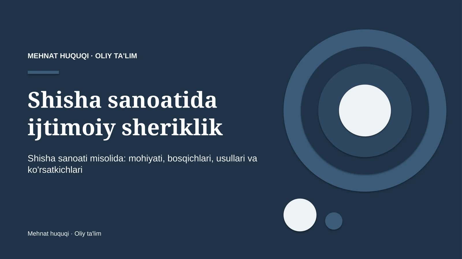 Shisha sanoatida ijtimoiy sheriklik