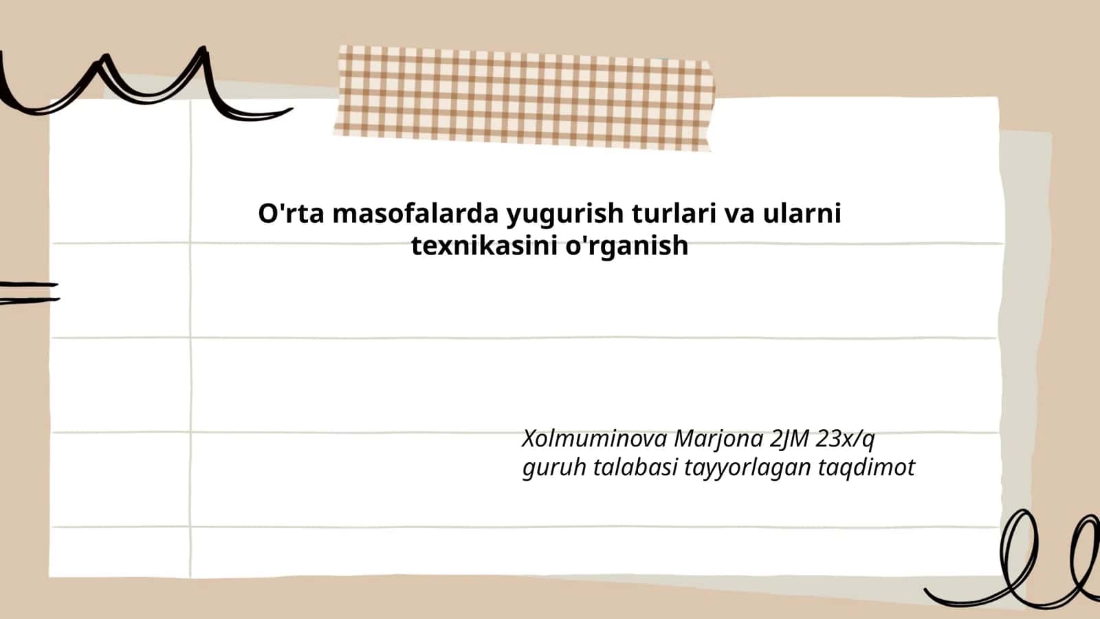 O'rta masofalarda yugurish turlari va ularni texnikasini o'rganish
