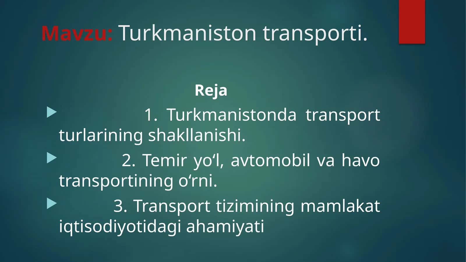 Turkmaniston transporti