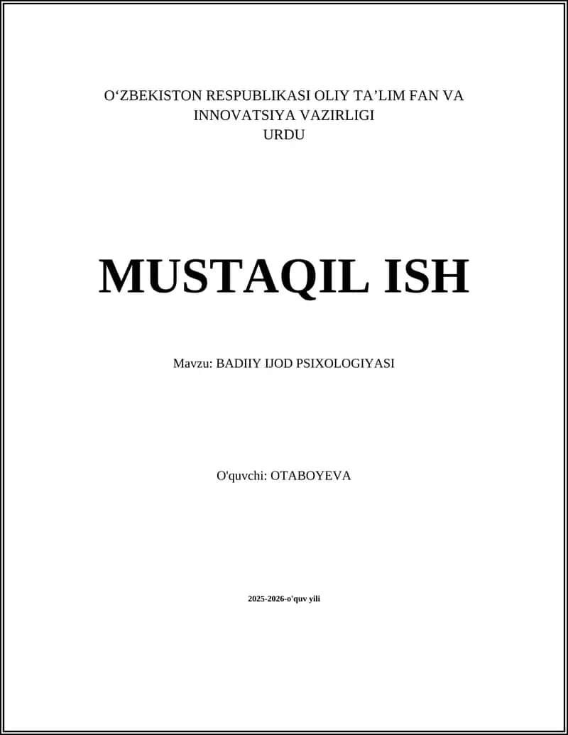 BADIIY IJOD PSIXOLOGIYASI