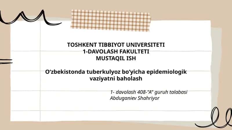 Oʻzbekistonda tuberkulyoz boʻyicha epidemiologik vaziyatni baholash