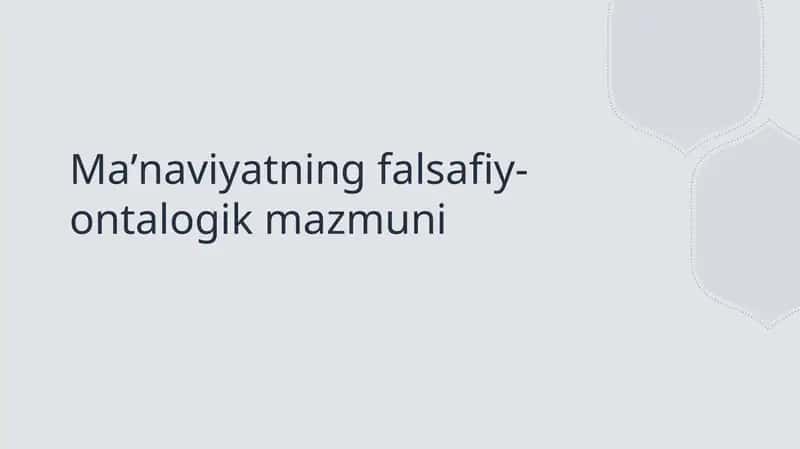 Maʼnaviyatning falsafiy-ontalogik mazmuni