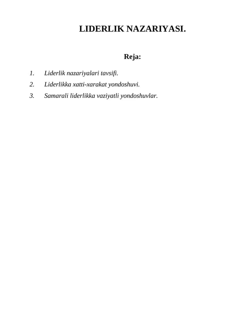 LIDERLIK NAZARIYASI