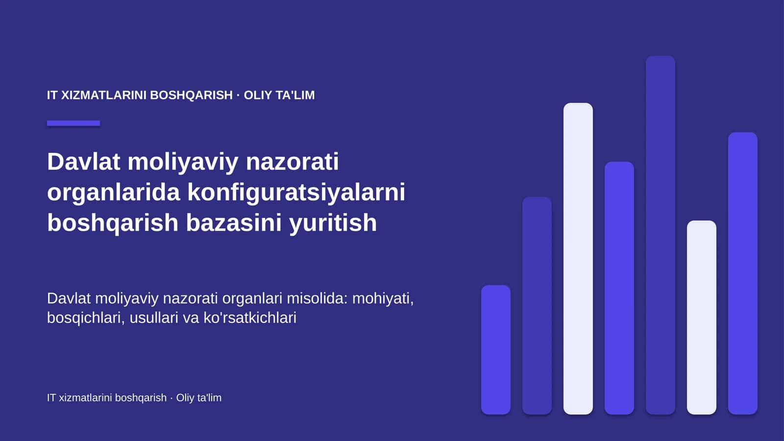 Davlat moliyaviy nazorati organlarida konfiguratsiyalarni boshqarish bazasini yuritish
