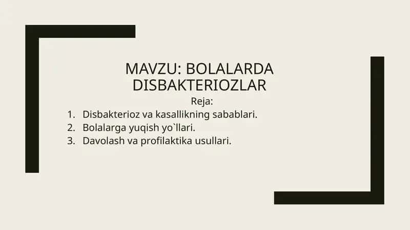 bolalarda disbakteriozlar