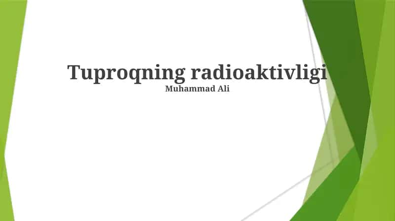Tuproqning radioaktivligi