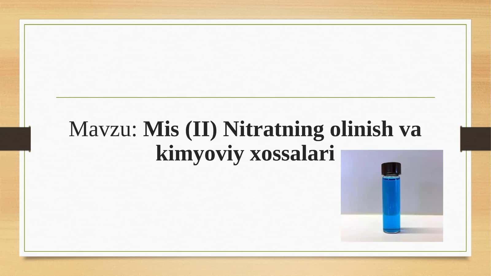 Mis (II) Nitratning olinish va kimyoviy xossalari