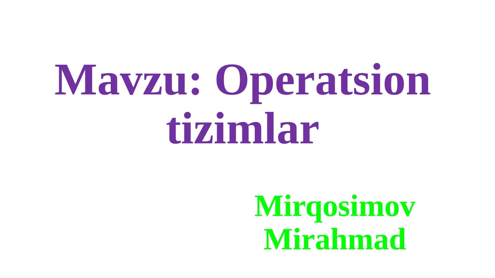 Operatsiontizimlar