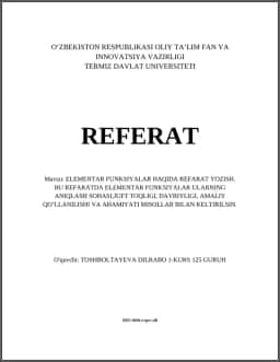 ELEMENTAR FUNKSIYALAR HAQIDA REFERAT