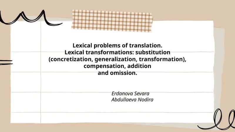 Lexical problems of translation