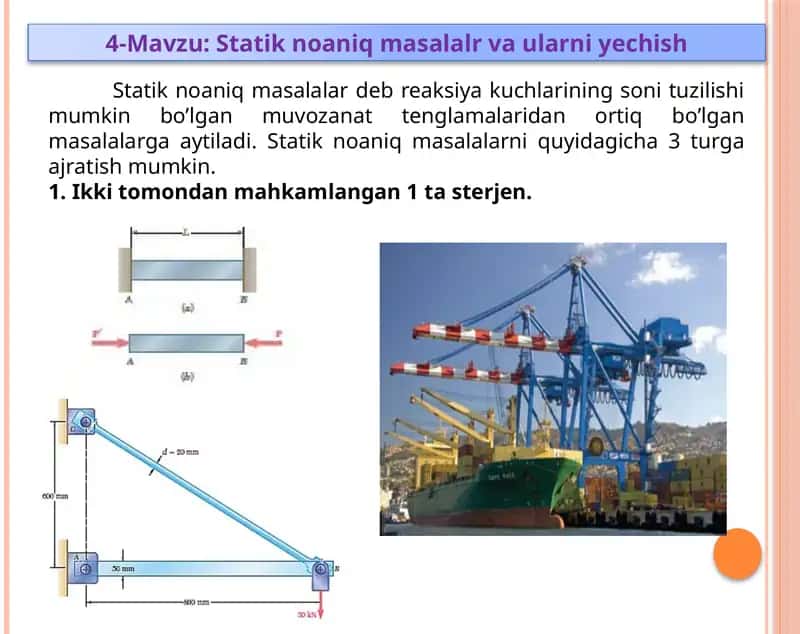 Statik noaniq masalalar va ularni yechish