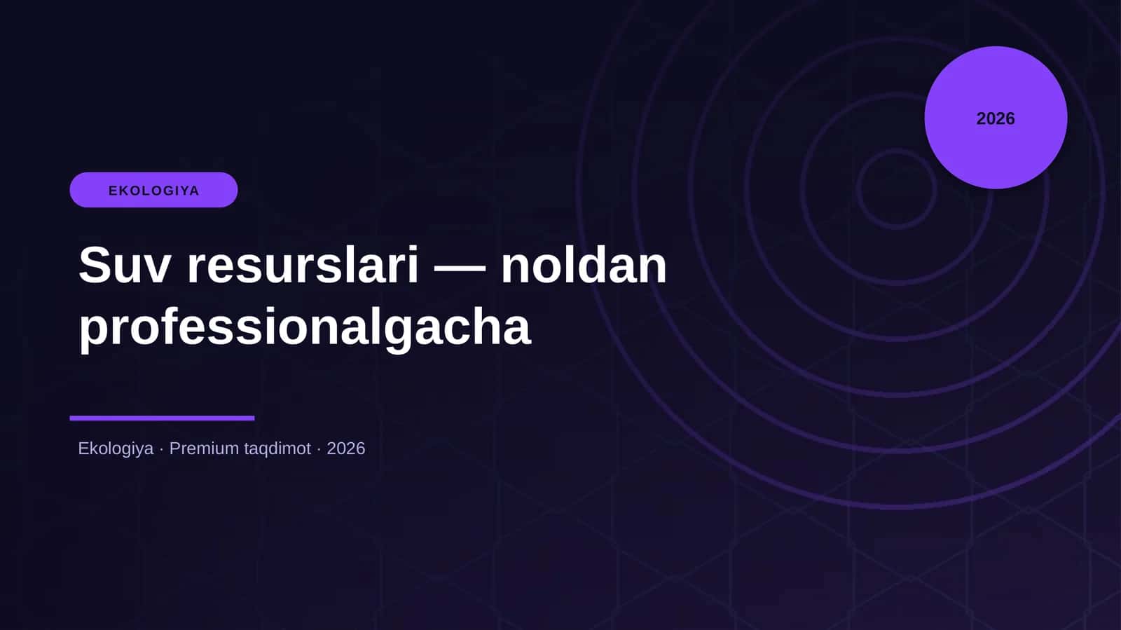Suv resurslari — noldan professionalgacha