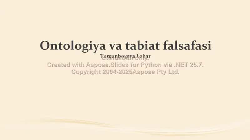 Ontologiya va tabiat falsafasi