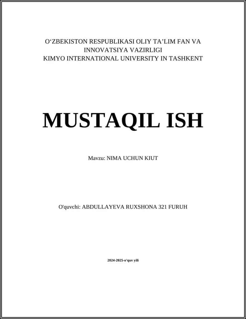 NIMA UCHUN KIUT