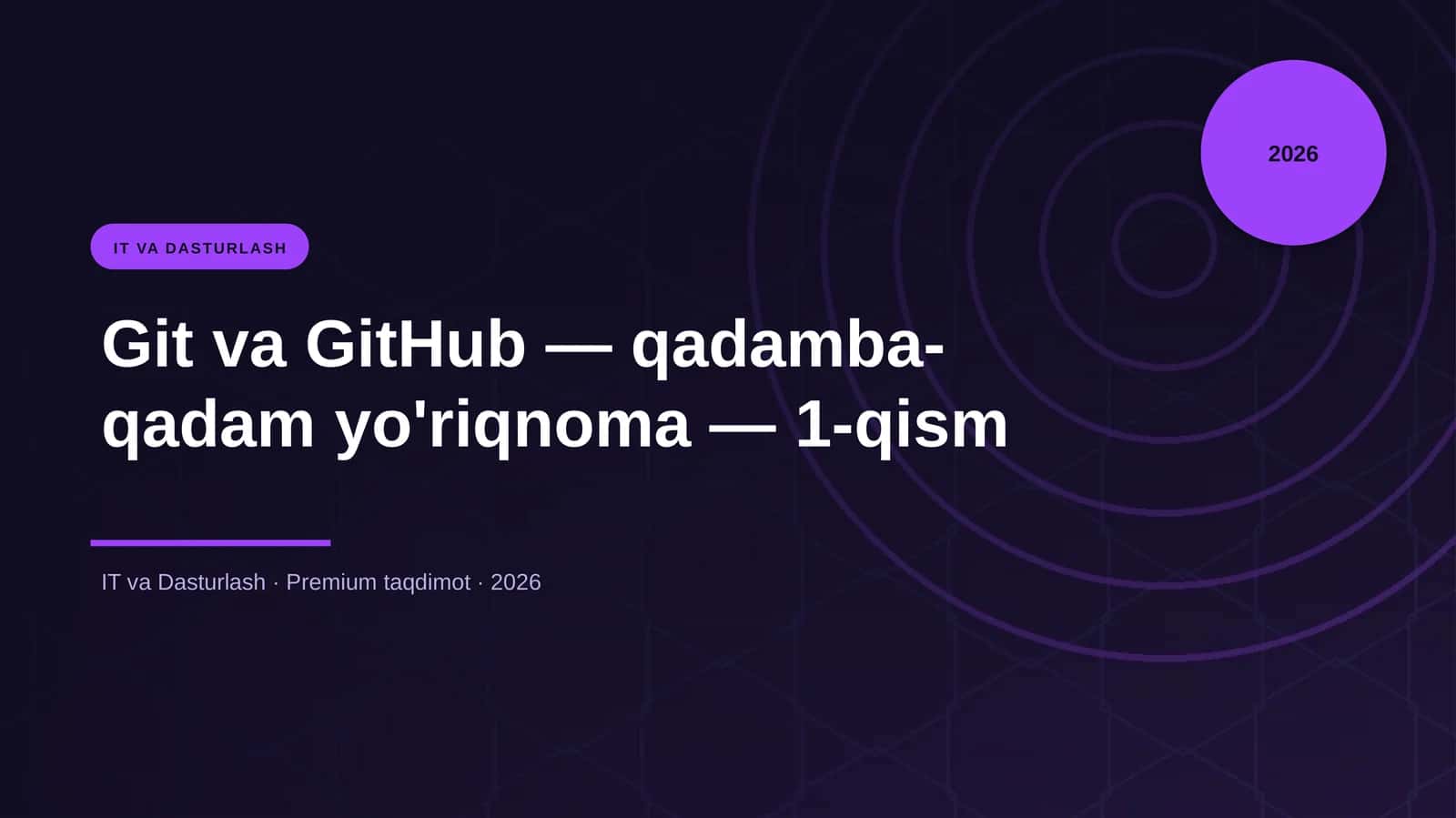 Git va GitHub — qadamba-qadam yo'riqnoma — 1-qism