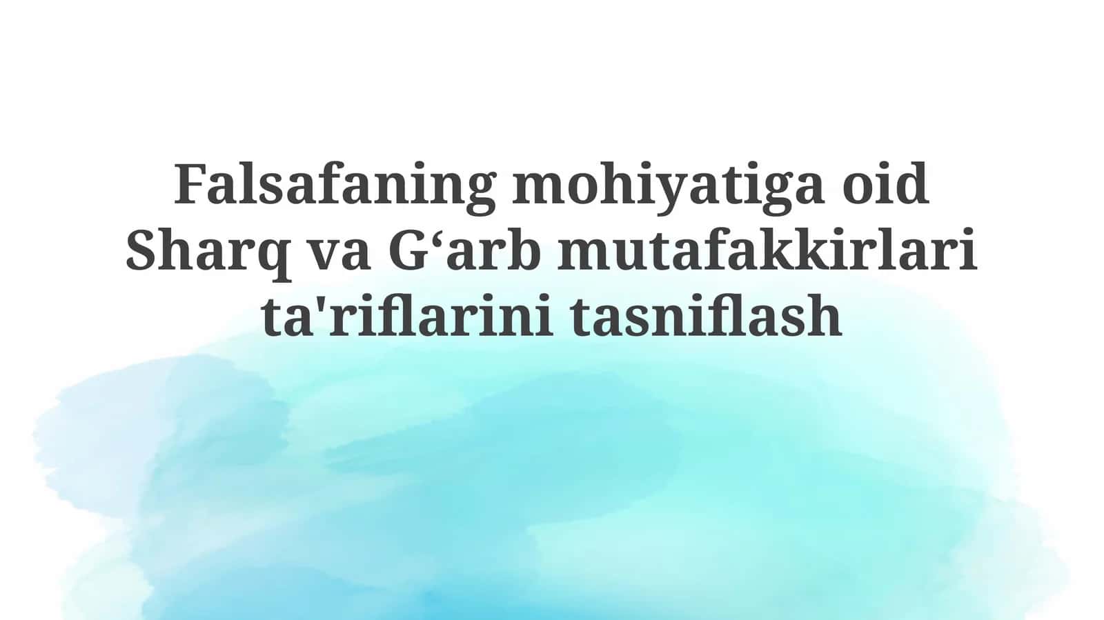 Falsafaning mohiyati