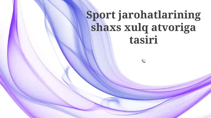 Sport jarohatlarining shaxs xulq atvoriga tasiri